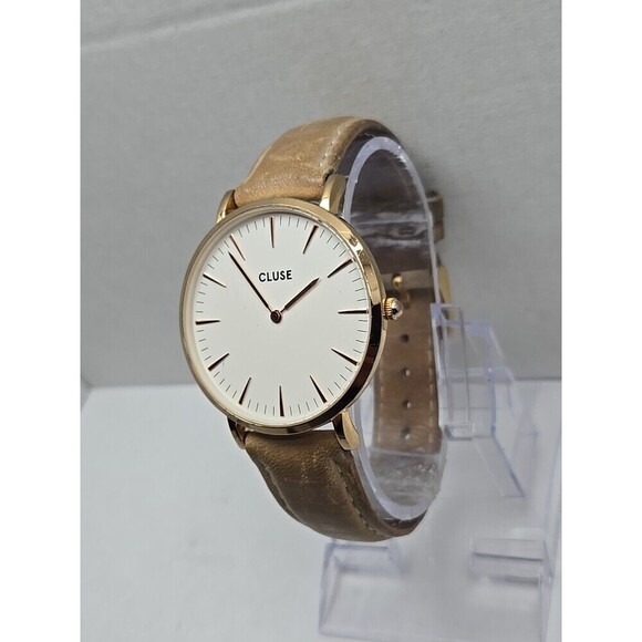 Cluse La Boheme Womens Quartz Watch 38mm Gold Beige Strap Minimalist New Battery - Picture 2 of 14